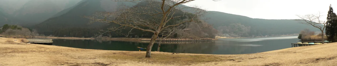 후지산을 품은 타누키코 호수 파노라마
